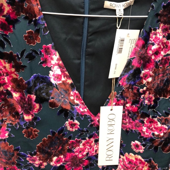 Ronny Kobo Floral Velvet Mini Dress - Picture 5 of 8